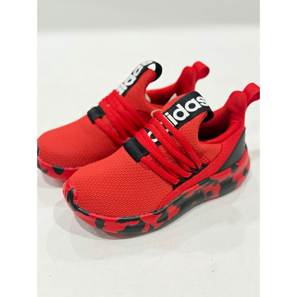 ADIDAS Lite Racer Adapt 7.0 K Kids Slip-On Sneakers Red/Black Camo 12 school
